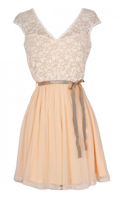 Sonoma Sunset Lace Dress in Cream/Peach